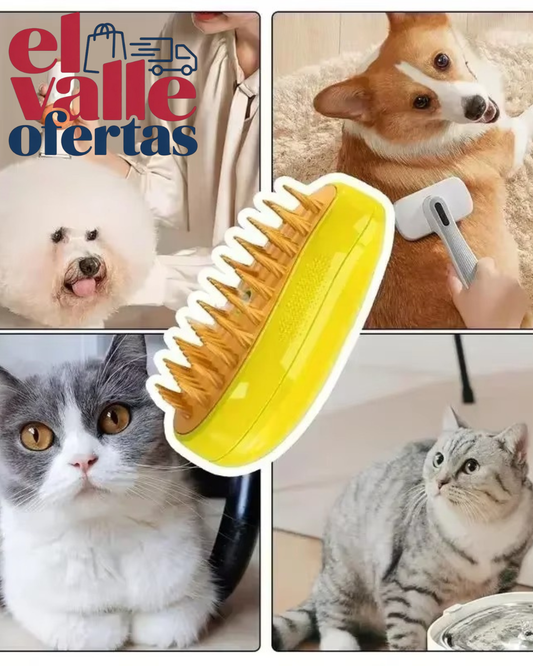 Cepillo Masajeador De Vapor 3 en 1 Para Perros y Gatos